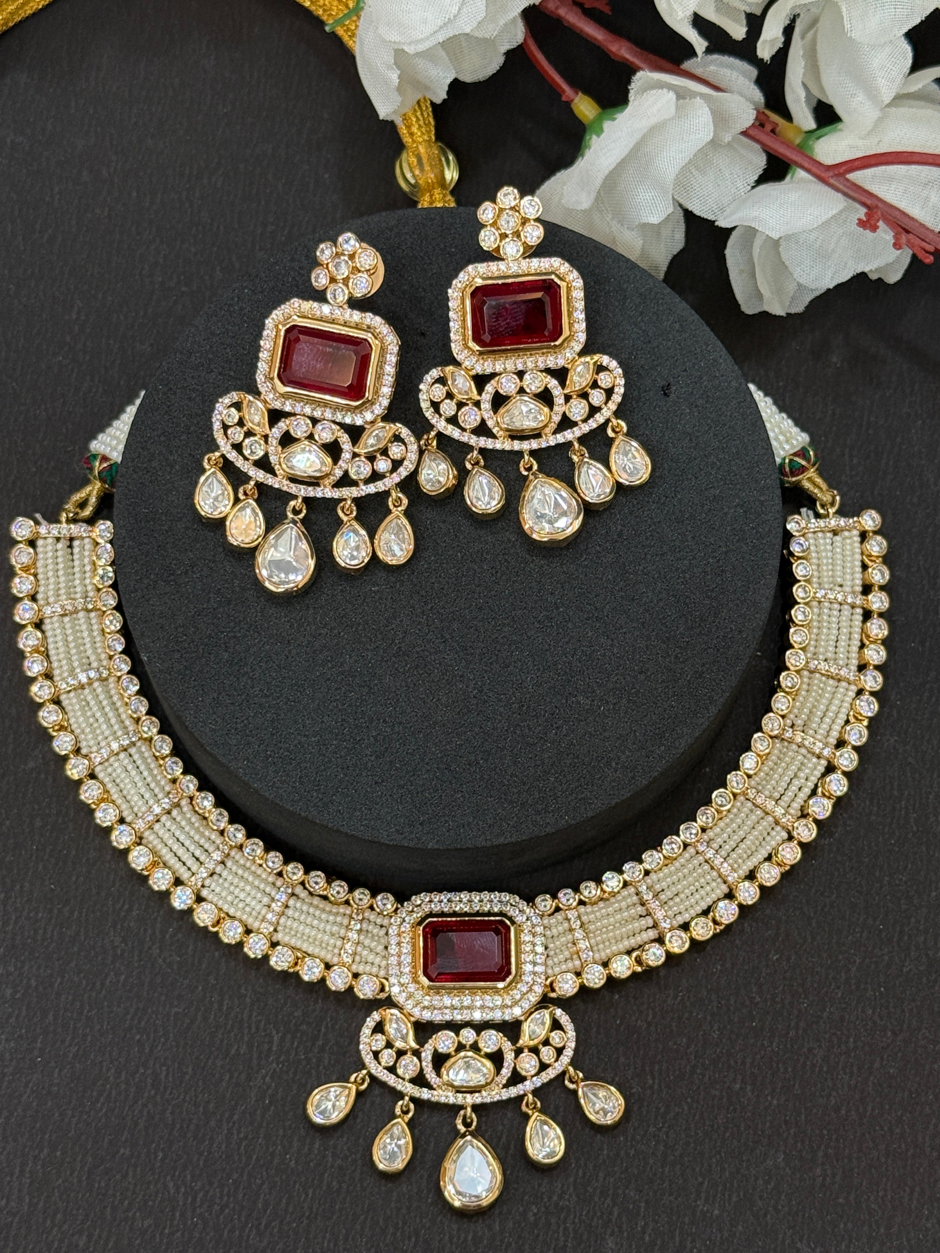 Regal Pearl & Real Polki Stone-Mivanaa